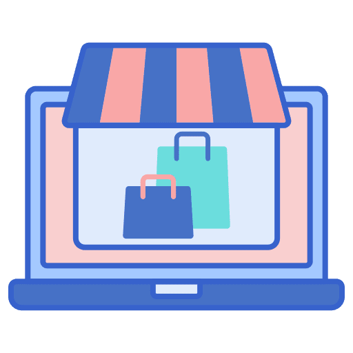 Online shop webpage shopping bag online shop icon