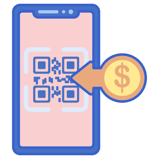 Qr code smartphone qr code scan coin icon