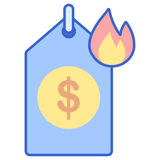 Hot deal label bid percentage icon
