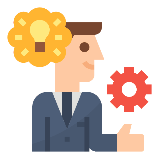 Thinking business and finance create working icon