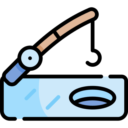 Ice fishing hobbies and free time winter ice icon