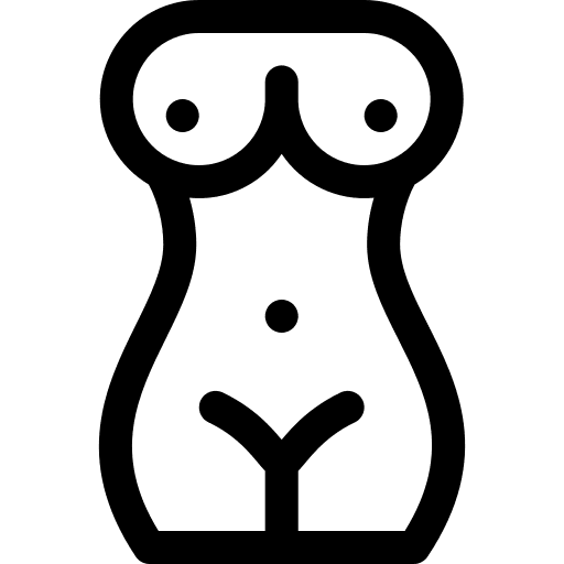 Female body topless naked icon