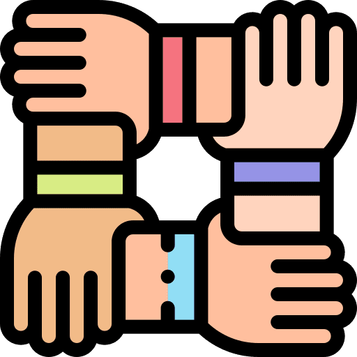 Support brotherhood mutual aid hands and gestures icon