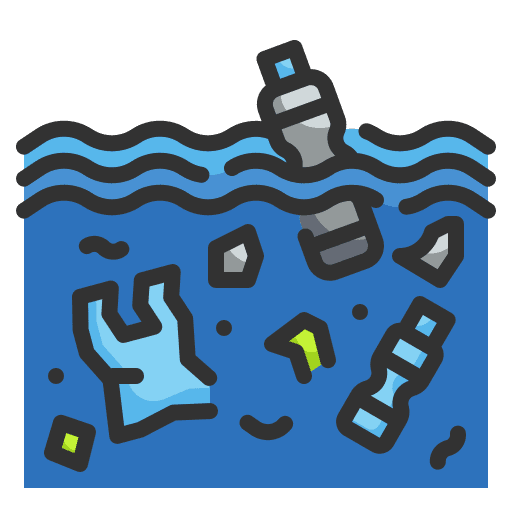 Ocean plastic bag water pollution garbage icon