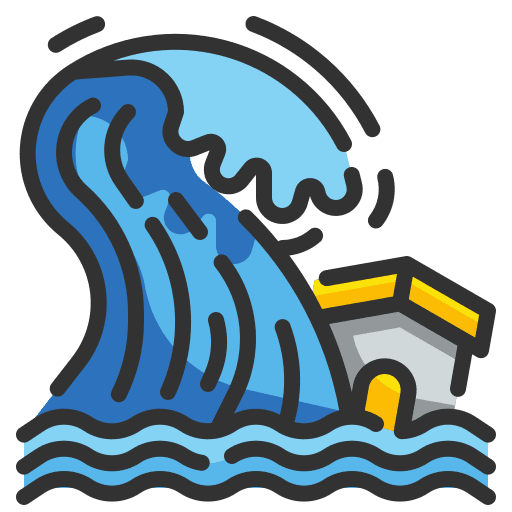 Tsunami natural disaster nature home icon