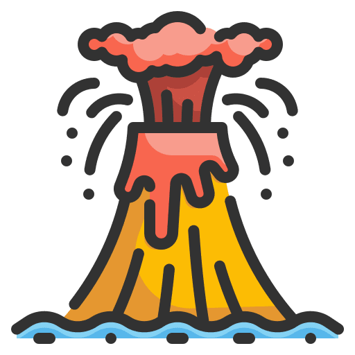 Volcano scenery dangerous erupting icon