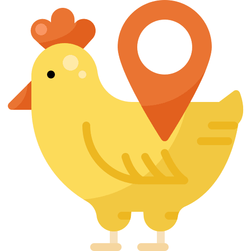 Chicken farming and gardening smart farm location icon