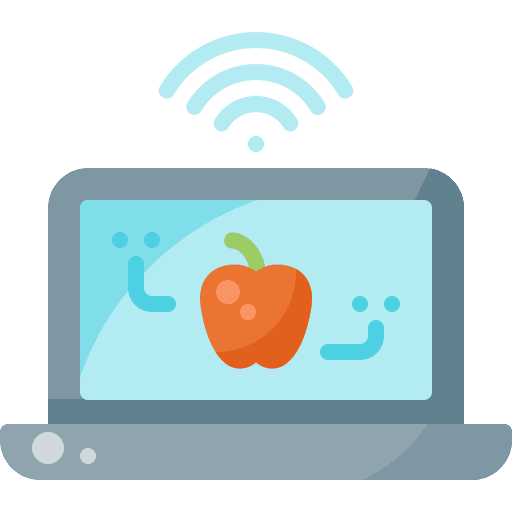 Notebook laptop screen monitoring fruit icon