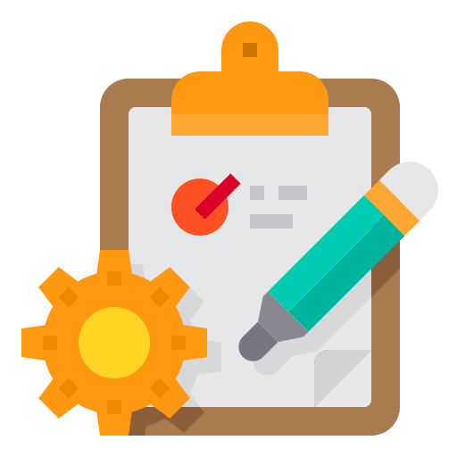 Clipboard business and finance cog projects icon