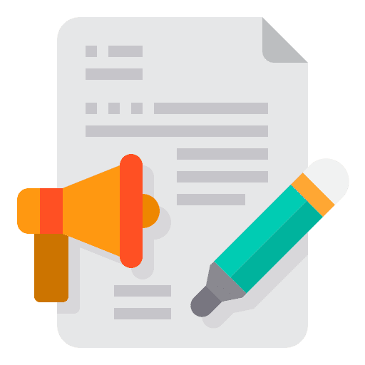 Marketing content file megaphone icon