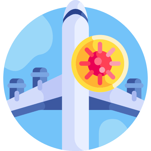 Virus covid 19 healthcare airplane icon
