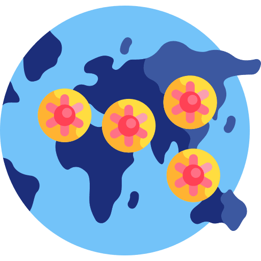 Worldwide transmission coronavirus covid 19 icon
