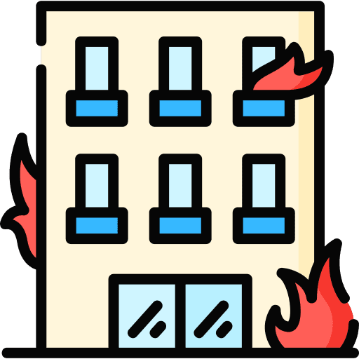 Burning healthcare and medical accident construction icon