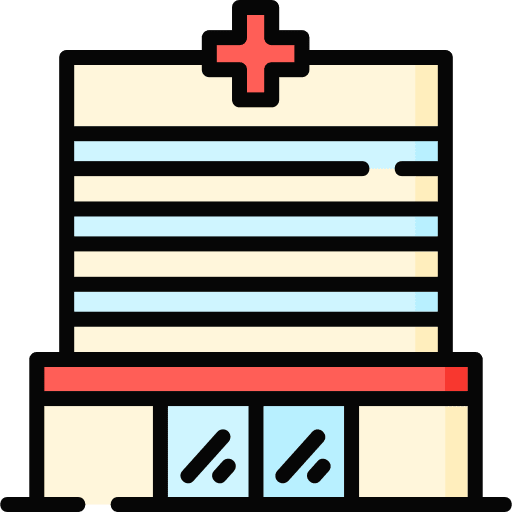 Hospital architecture and city healthcare and medical hospital icon