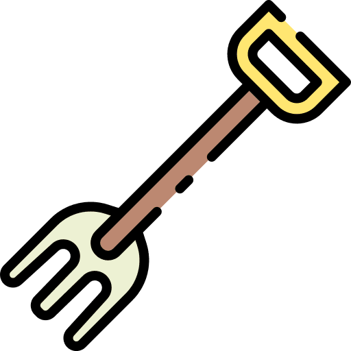 Fork farming and gardening rake gardening tools icon