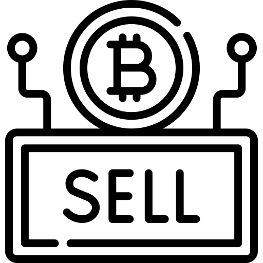 Cryptocurrency sell business and finance currency icon