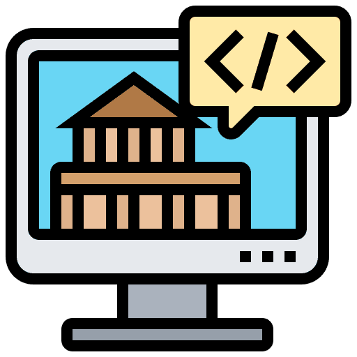 Digital services coding business and finance computing icon