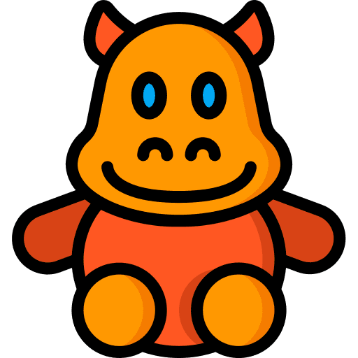 Hippo toy kid and baby hippopotamus icon