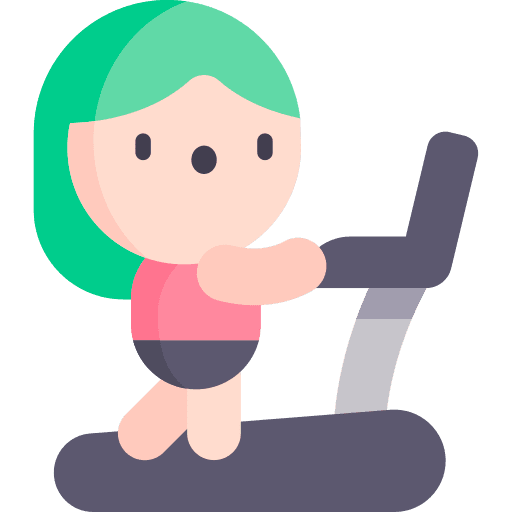 Treadmill machine run wellness woman icon
