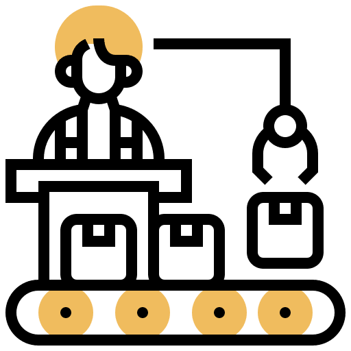 Production assembly line product factory icon