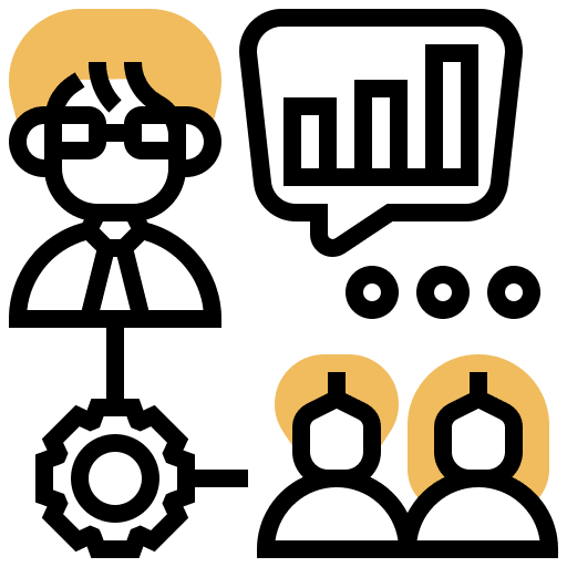 Manager gear value chain management icon