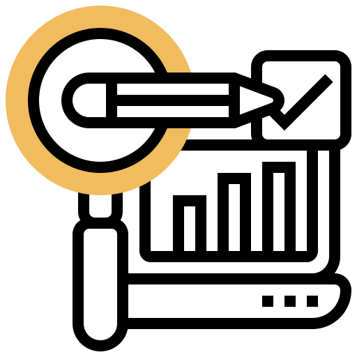 Research analysis research management icon