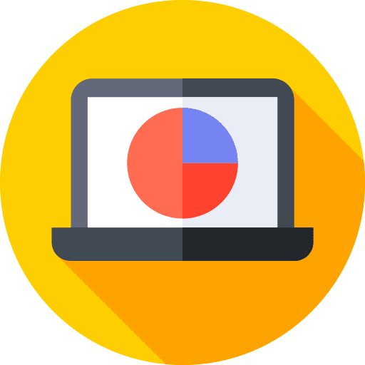 Pie chart technology data report laptop icon