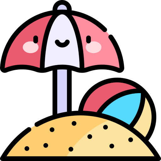 Beach umbrella summer sun ball icon