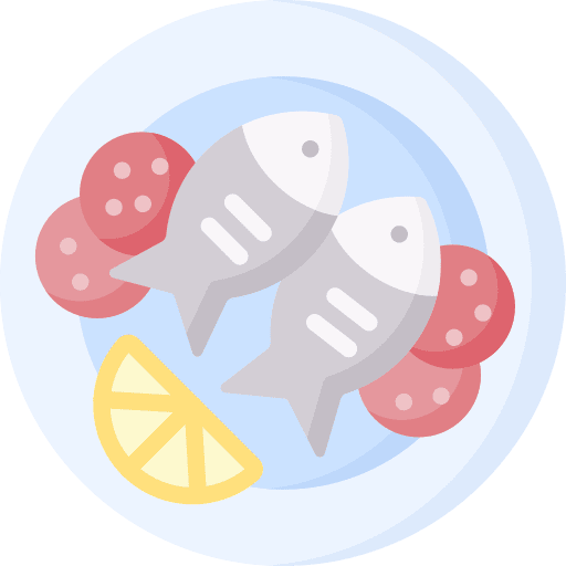 Fish healthy food food and restaurant plate icon