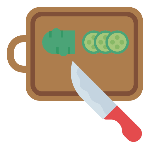 Cutting board food and restaurant cooking icon