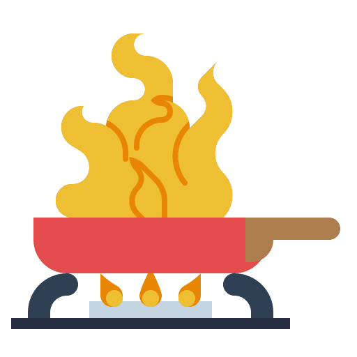 Flambe cook frying pan food and restaurant icon