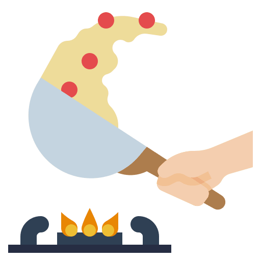 Frying household food and restaurant frying pan icon