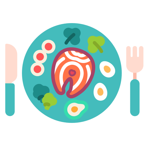 Healthy food salmon fruit lunch box icon