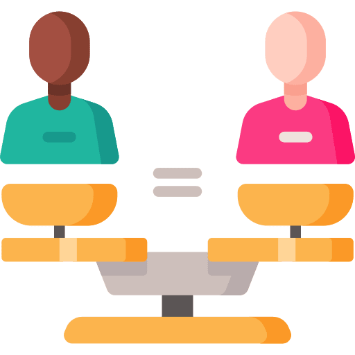 Equal balance scale people human rights icon