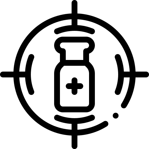 Target drugs medicine bottle icon