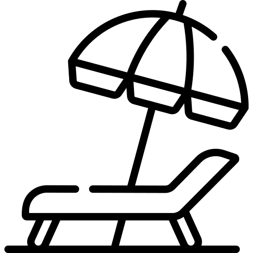 Sunbed sun umbrella beach holidays icon