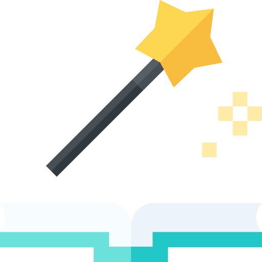 Fairy tale magic wand reading fairy tale icon