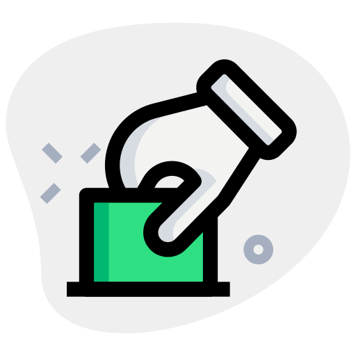 Manual voting paper ballot hands and gestures icon