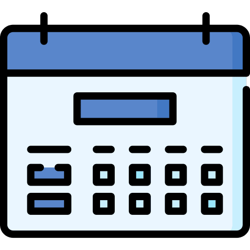 Monthly calendar time and date time organization icon