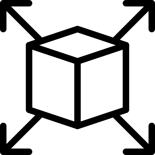 Expand 3d cube shapes and symbols icon