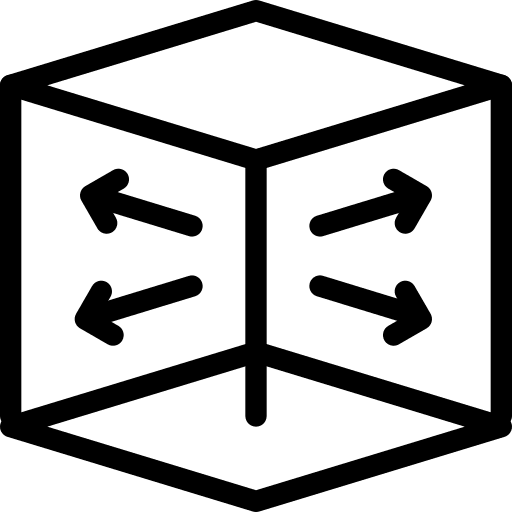 Outer print cube shapes and symbols icon