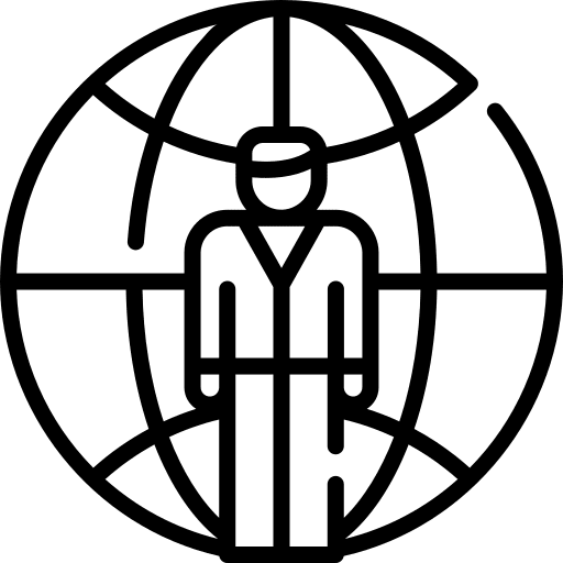 Expatriate immigrant business global icon