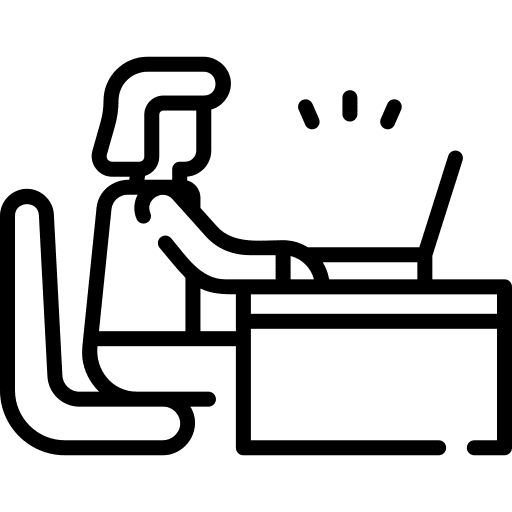 Working employee working laptop icon