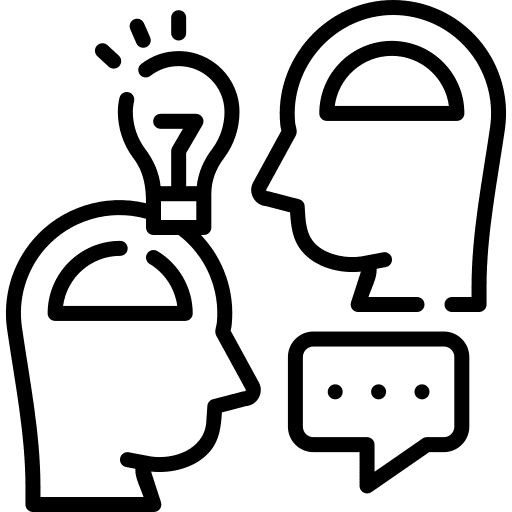 Idea share brainstorming communications icon