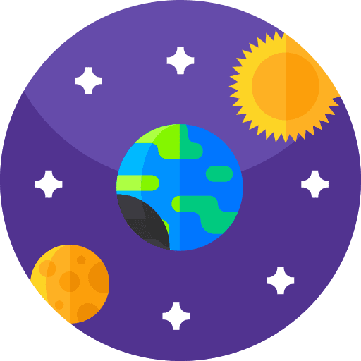 Day and night solar system outer space earth icon