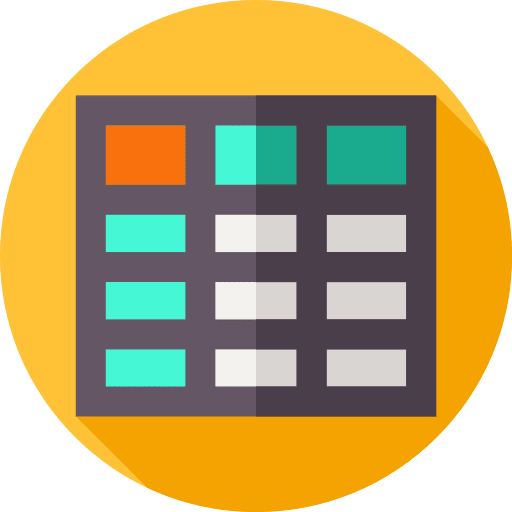 Excel files and folders table cells education icon