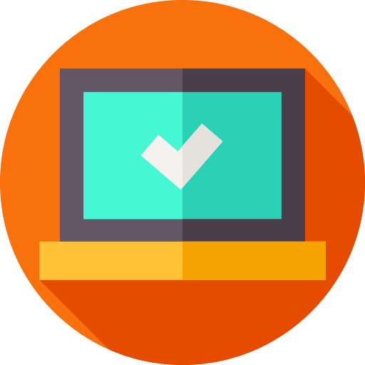 Laptop technology tick symbol icon