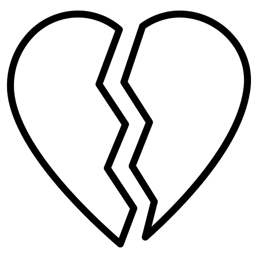 Broken heart break up cracked broken heart icon