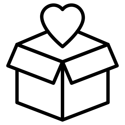 Gift box box love and romance heart icon