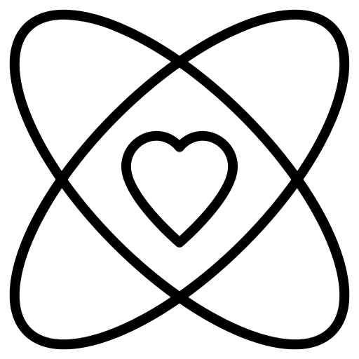 Science love atom heart icon